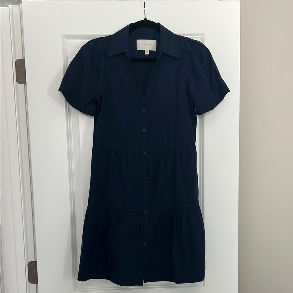 Brochu Walker Havana Mini- Navy Blue Button-Up Dress